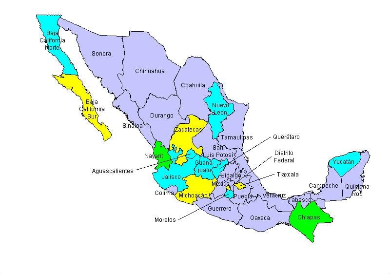 Mexicos haritası Devletleri