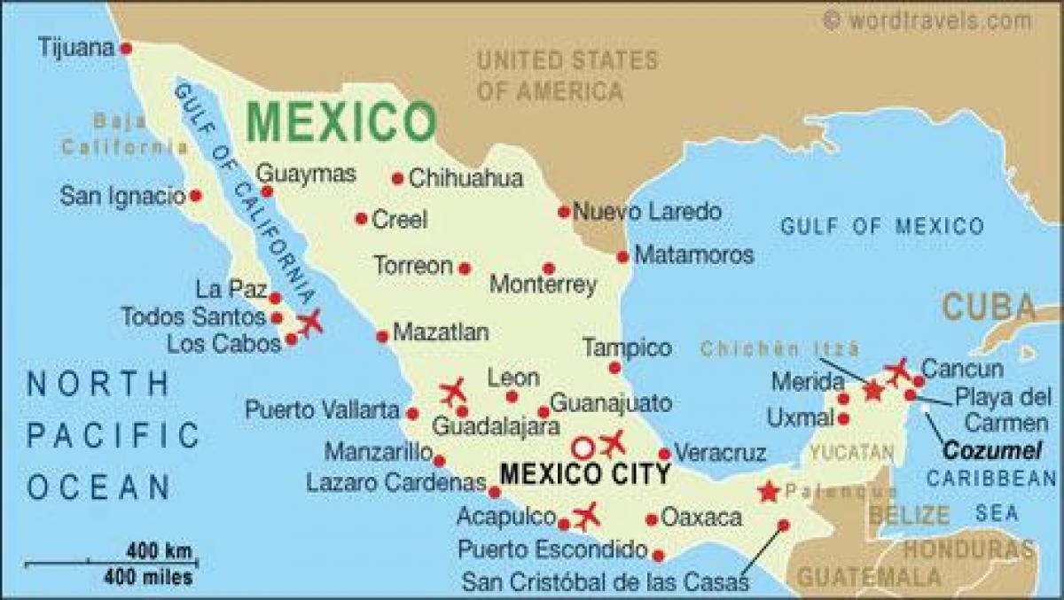 Meksika havaalanları haritası
