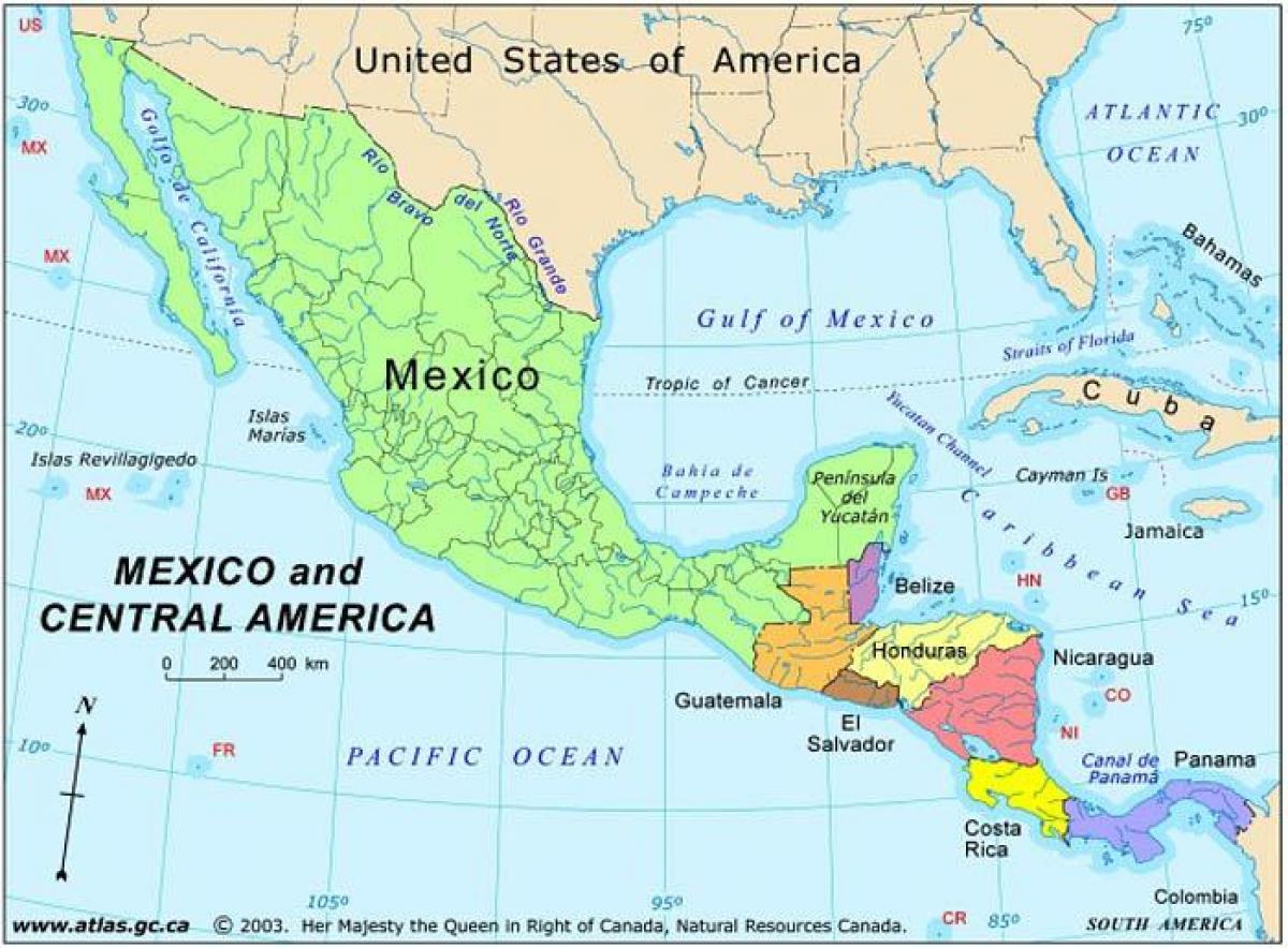 harita Meksika ve Orta Amerika