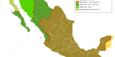 Saat dilimi harita Mexico